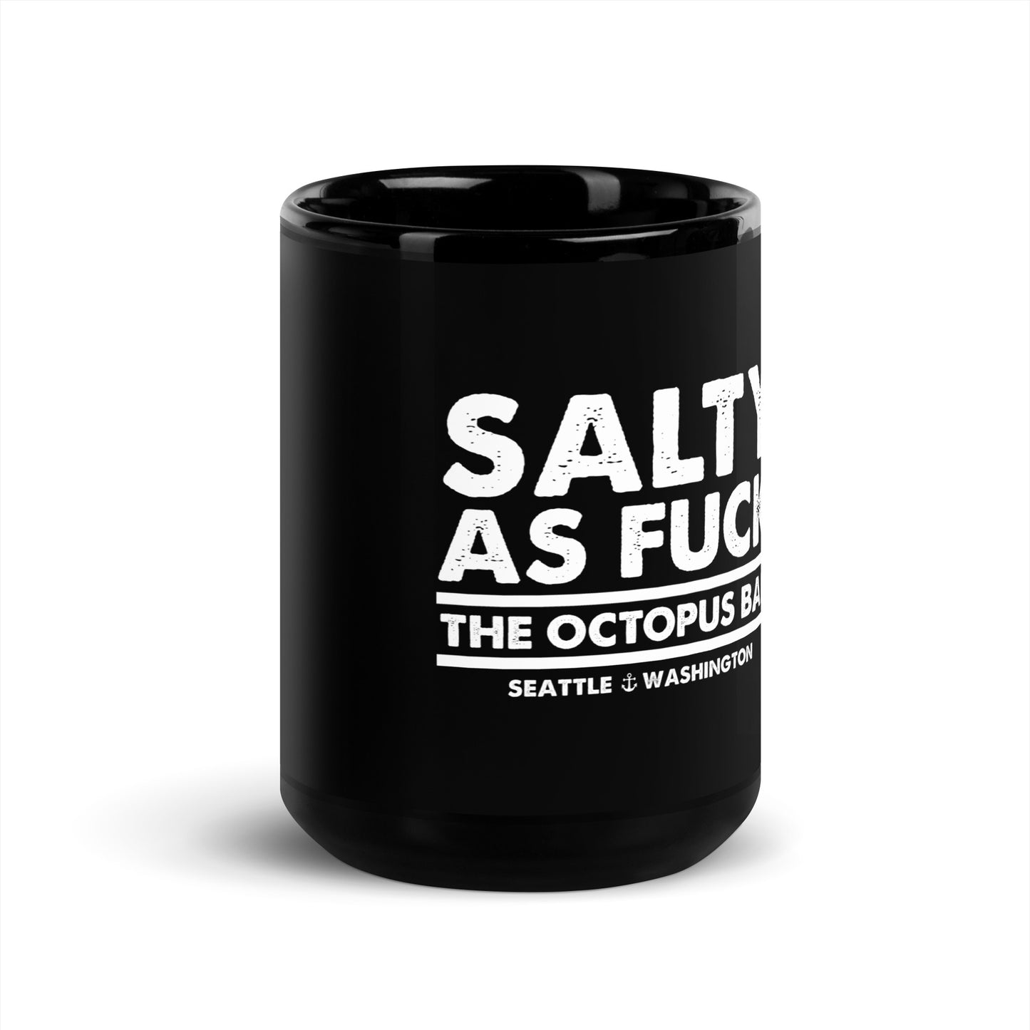 salty as fuck black glossy mug