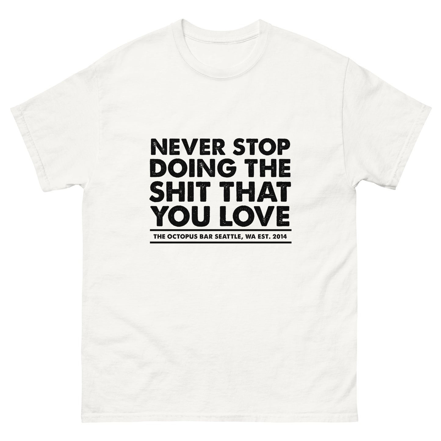 black never stop classic tee
