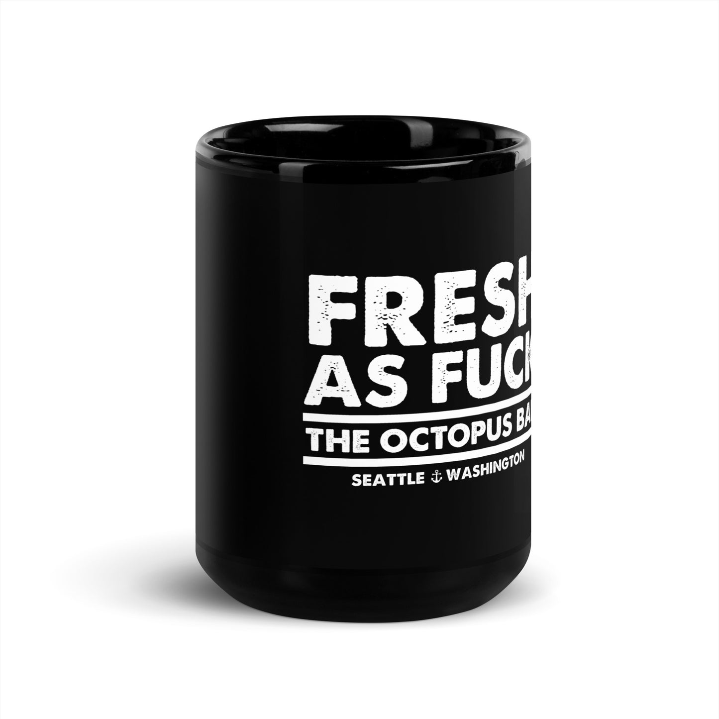 fresh as fuck black glossy mug
