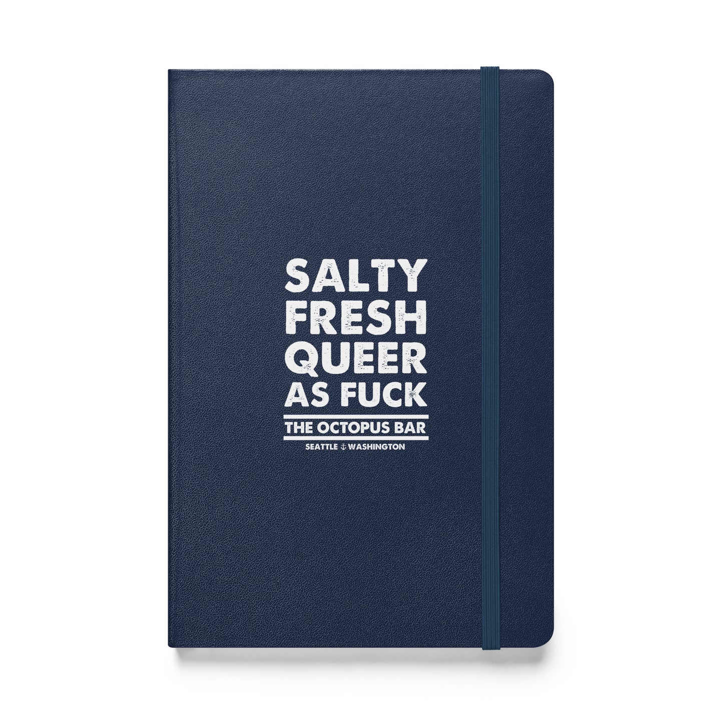 salty fresh queer as fuck hardcover bound notebook