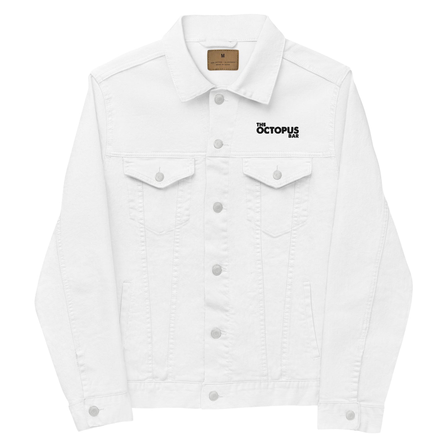 fresh as fuck embroidered white denim jacket