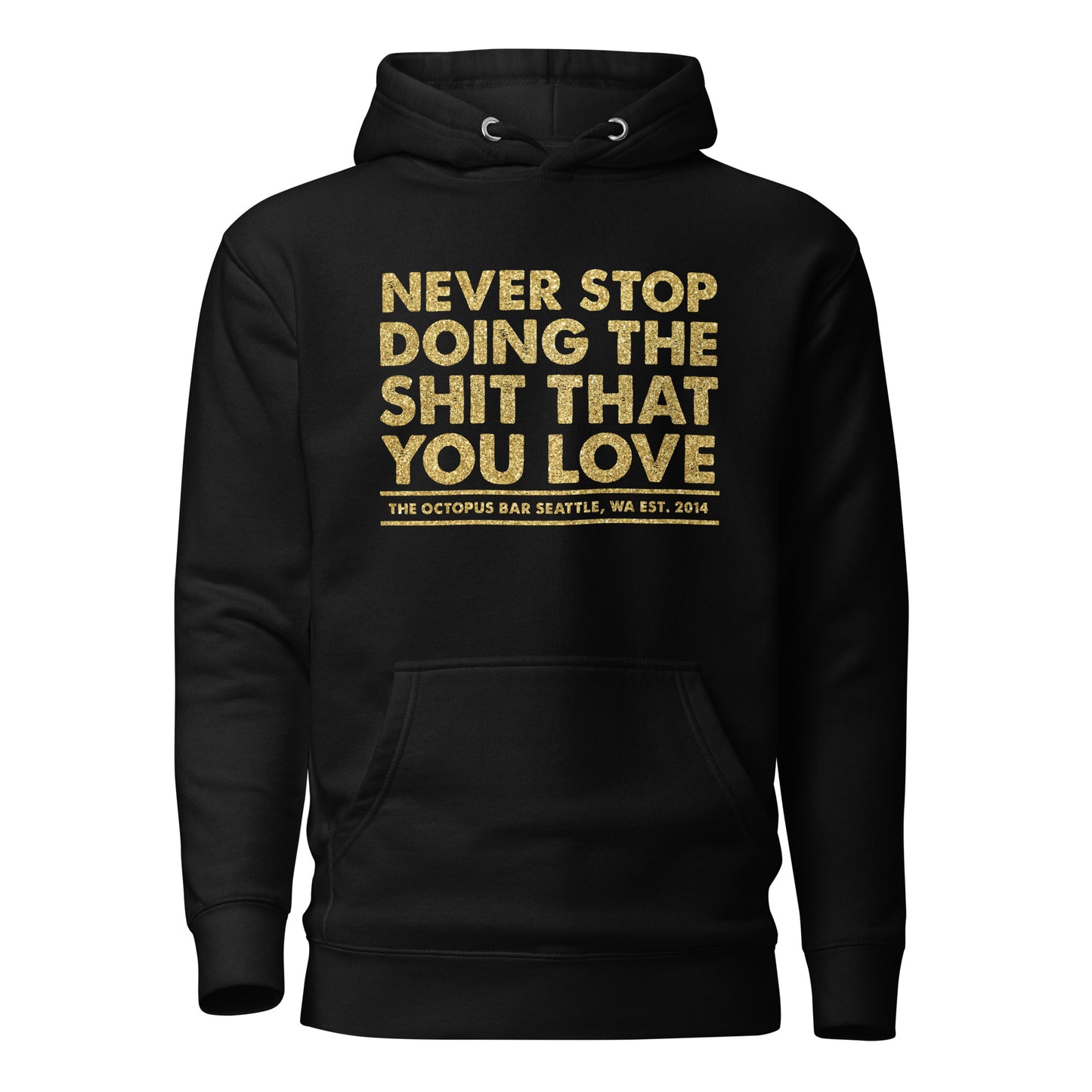 gold never stop anniversary hoodie