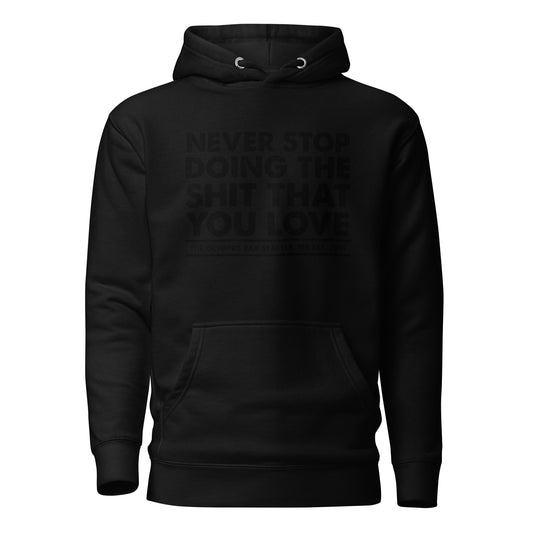 black never stop anniversary hoodie