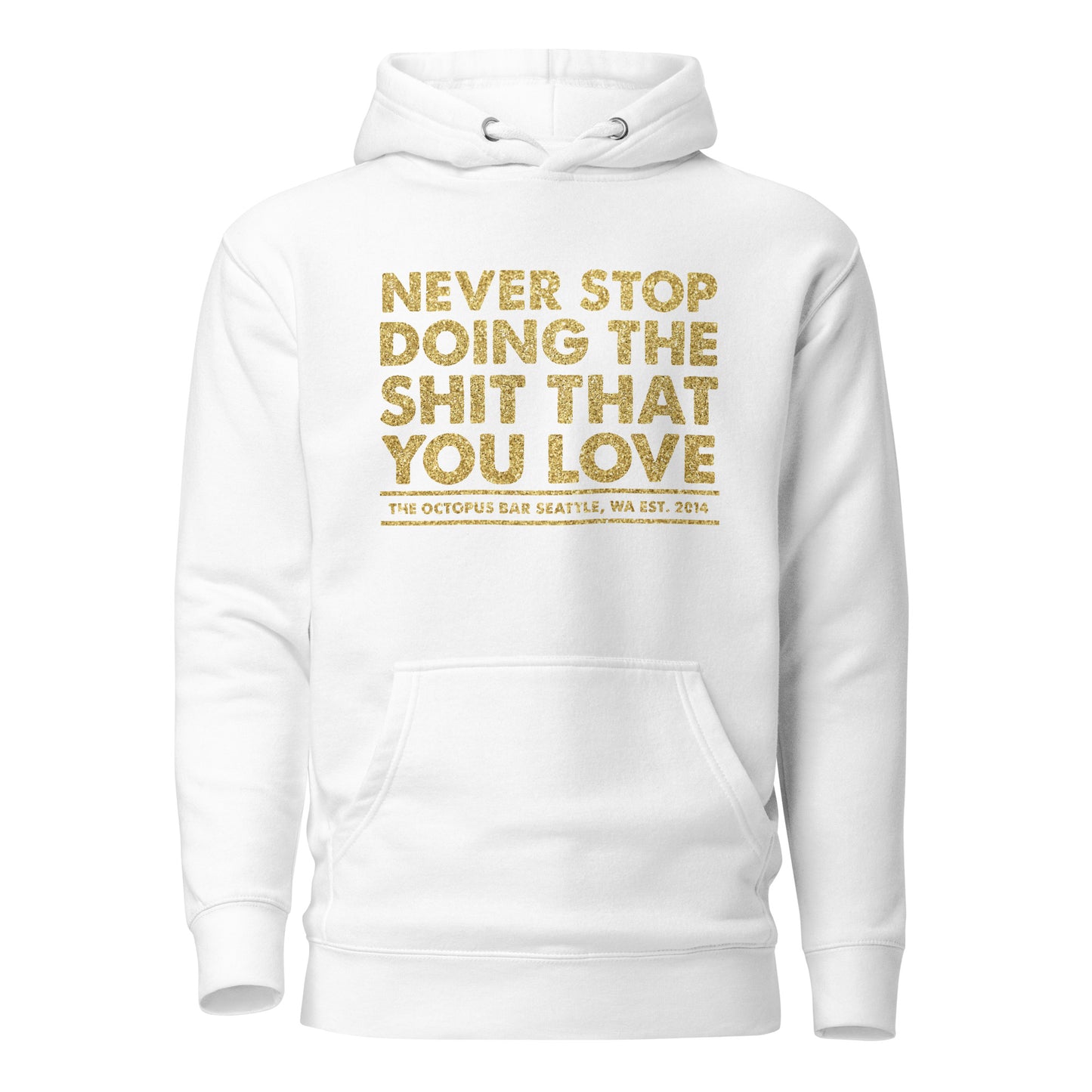 gold never stop anniversary hoodie