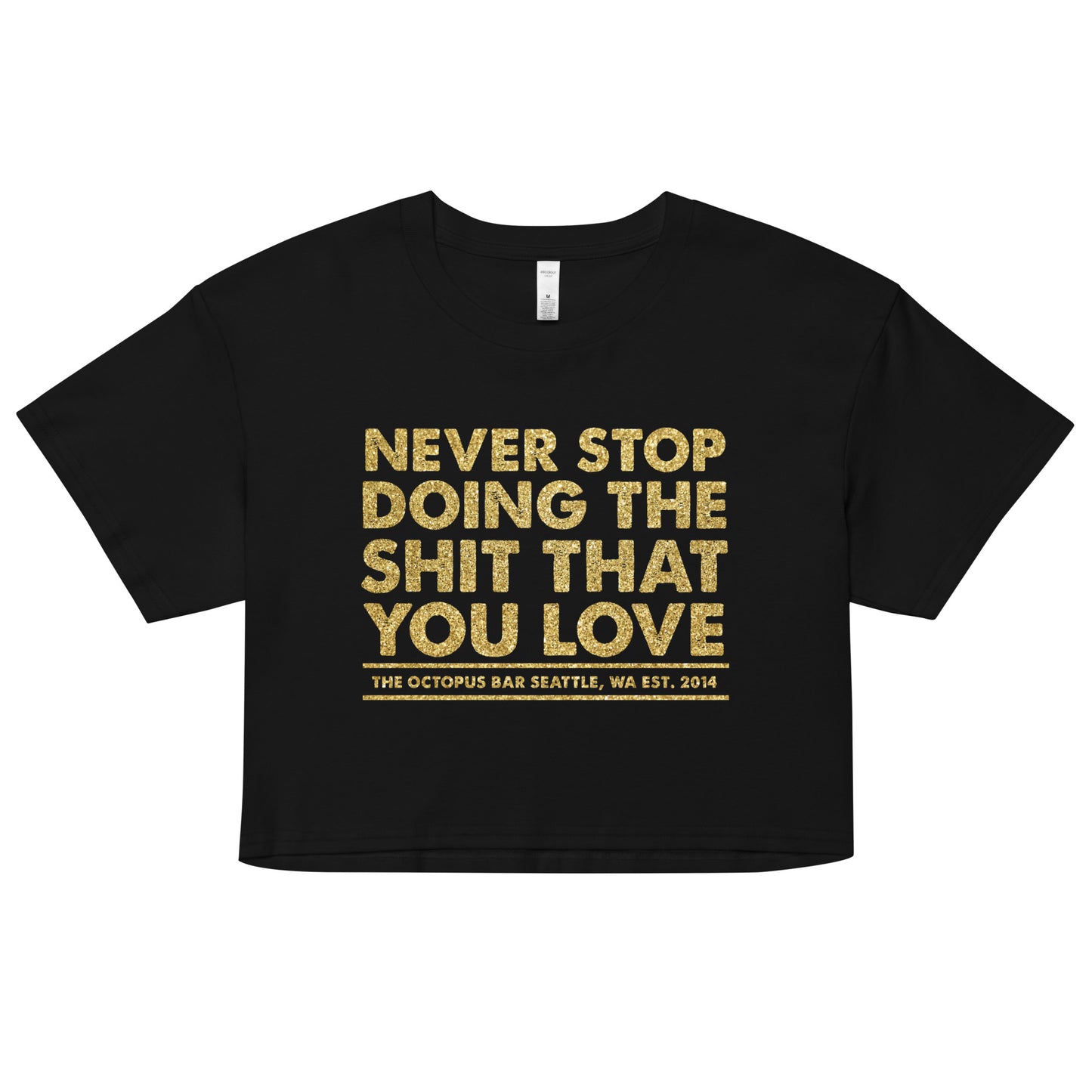 gold never stop crop top