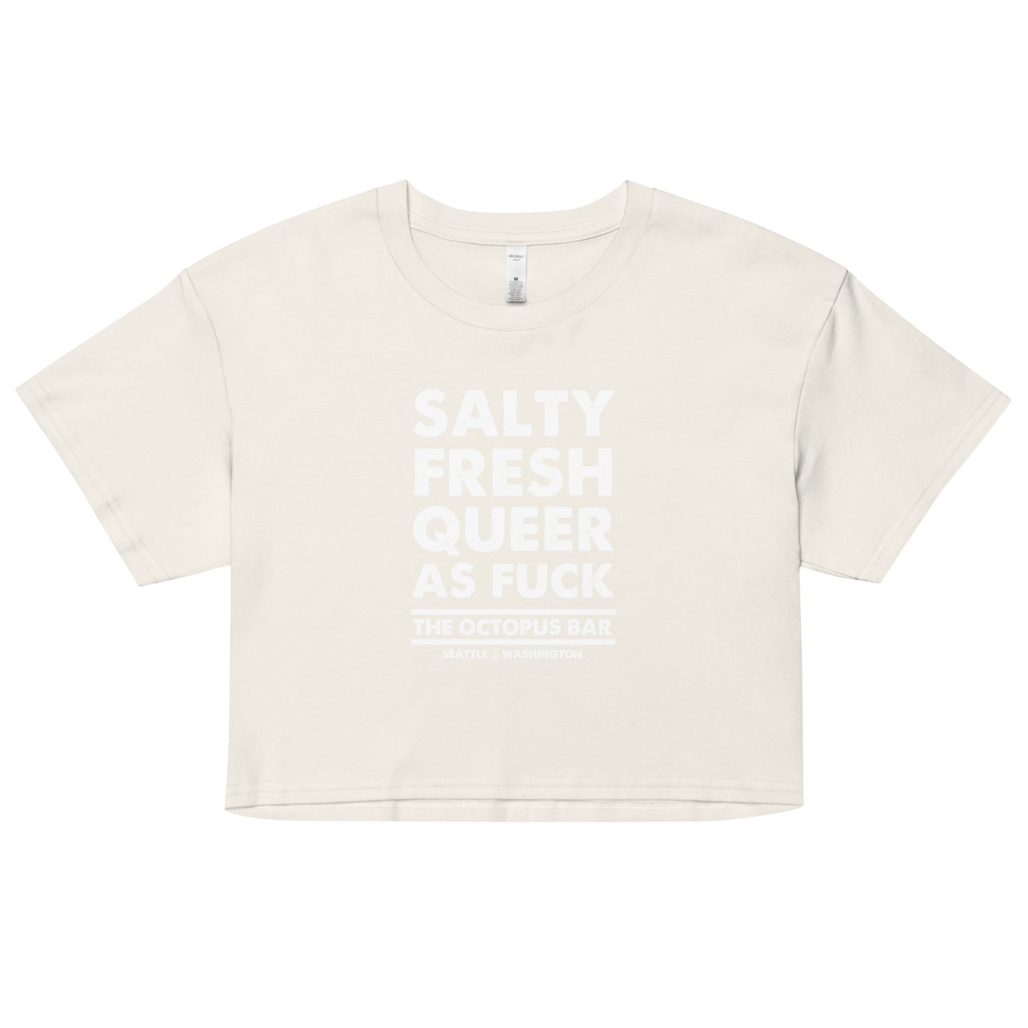 salty fresh queer as fuck crop top