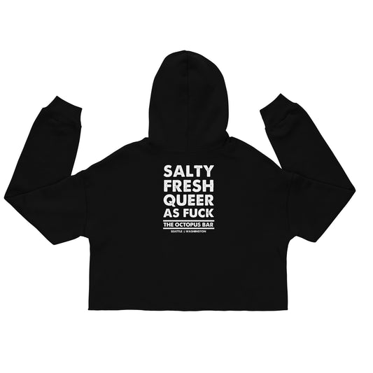 salty fresh queer as fuck crop hoodie